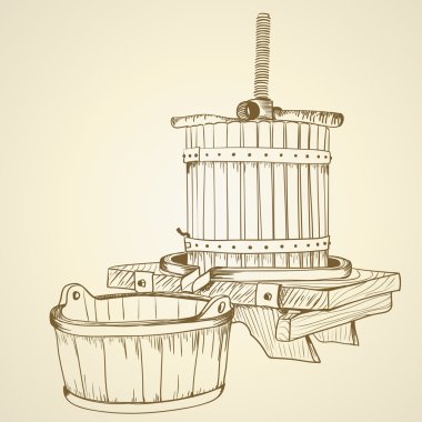 Old wine press clipart