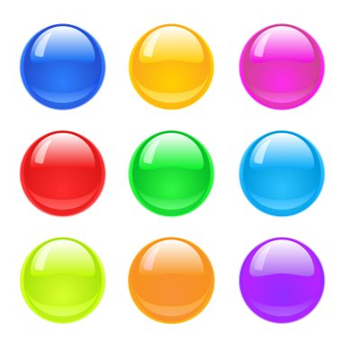 Set of colorful glass buttons clipart