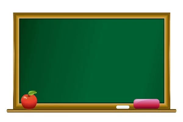 黑板上用粉笔和红苹果 — 图库矢量图片
