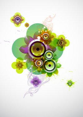 Summer flower with loudspeakers clipart