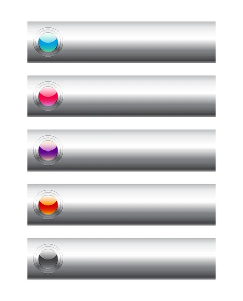 Botones de colores para el diseño web. Acero — Vector de stock