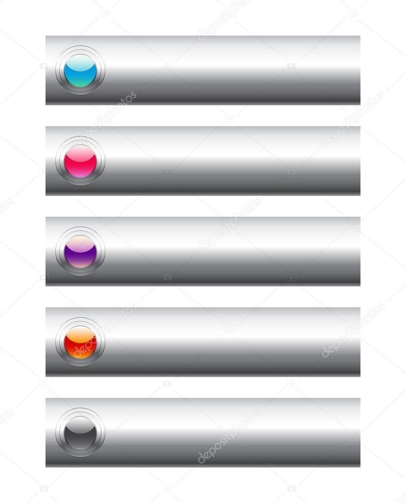 Colorful buttons for web design. Steel