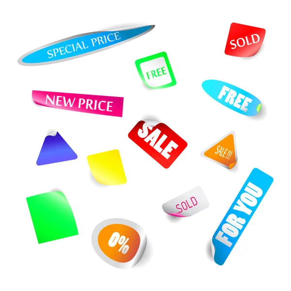 Realistic colorful badges and stickers. Vector Set — Stock Vector