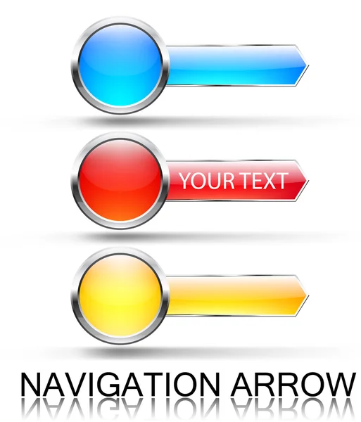 Flechas de navegación de colores. Conjunto de vectores — Vector de stock
