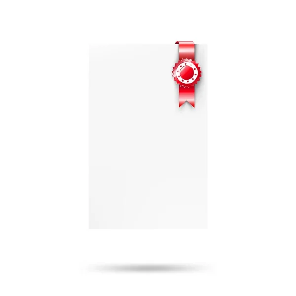 赤いリボンと空白販売タグ。ベクトル イラスト — ストックベクタ