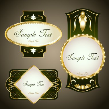 Gold framed labels. Vector set clipart