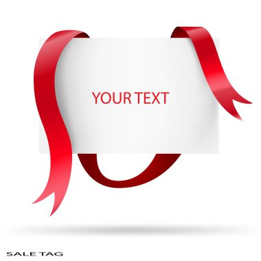 Blank sale tag. Red ribbons. Vector illustration.