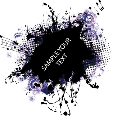 Music grunge frame blue clipart