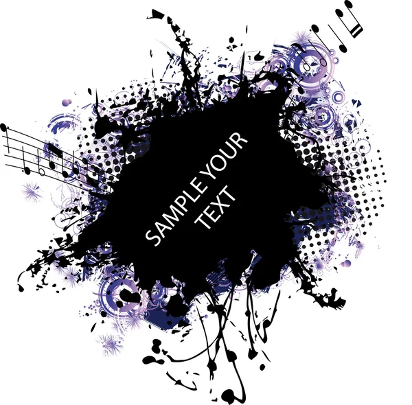 Grunge musique cadre bleu — Image vectorielle