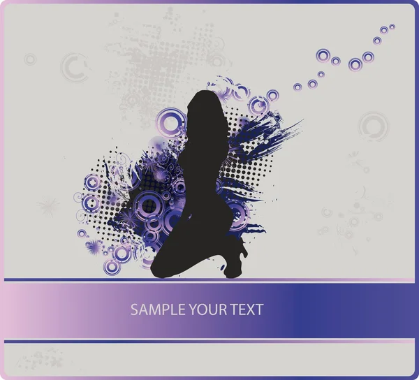 Grunge cadre avec belle silhouette fille — Image vectorielle