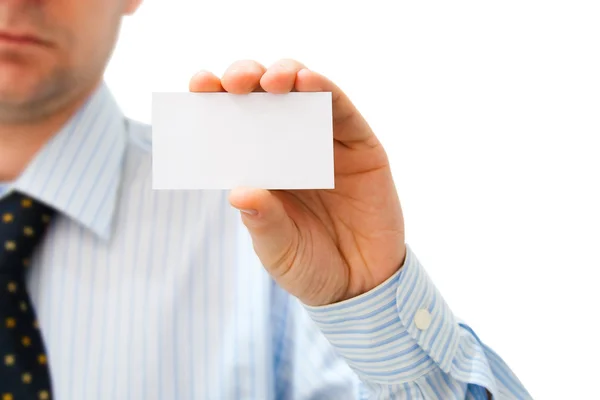 Pure white card in man`s hand — Stock Photo, Image