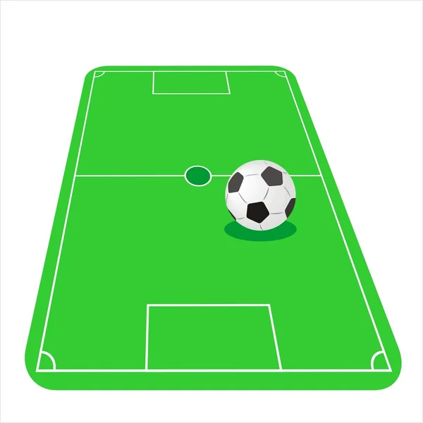 Мяч на зеленом футбольном поле — стоковый вектор