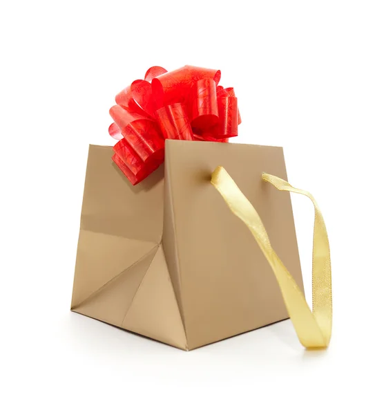 Geschenkpaket in Goldfarbe — Stockfoto
