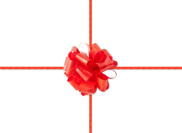 Packing red bow with a tape — Stock Photo, Image
