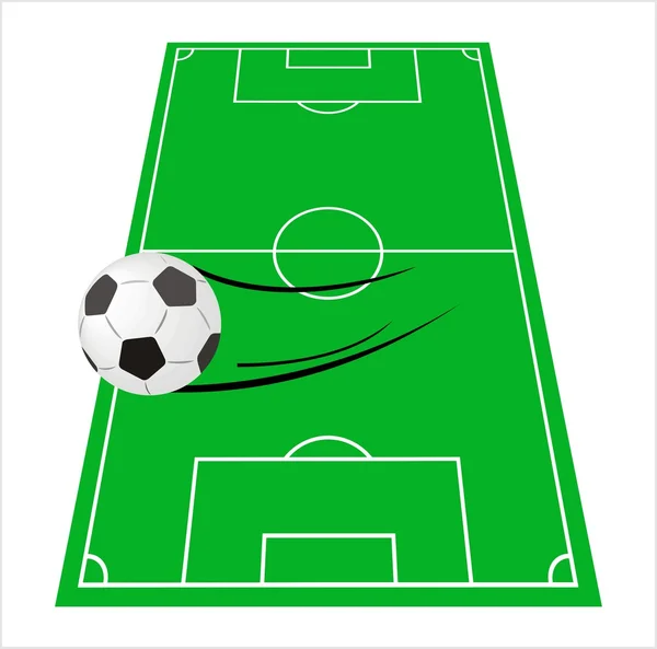 緑のサッカーのフィールド上のボール — ストックベクタ