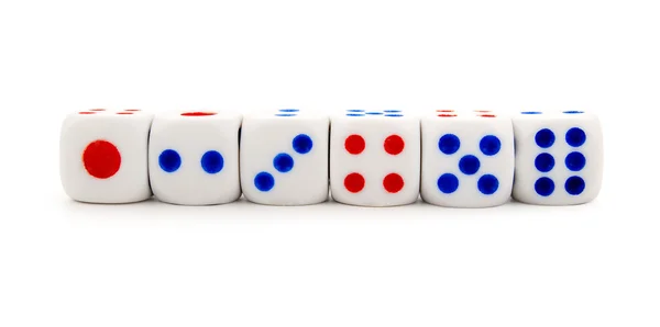 Set of white dices on a white background — Stock Photo, Image