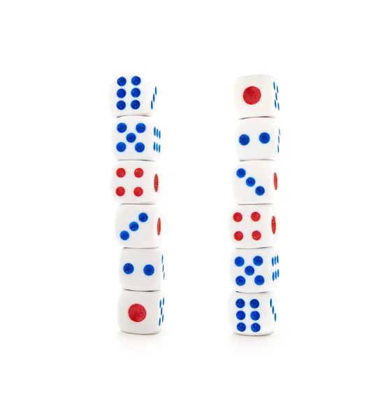 Set of white dices on a white background — Stock Photo, Image