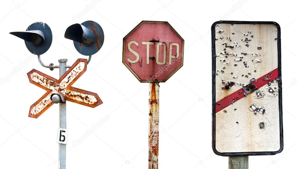 Old decayed railway signs