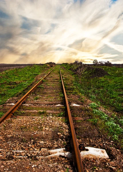 stock image Old rusty rails,the railway leaving afar