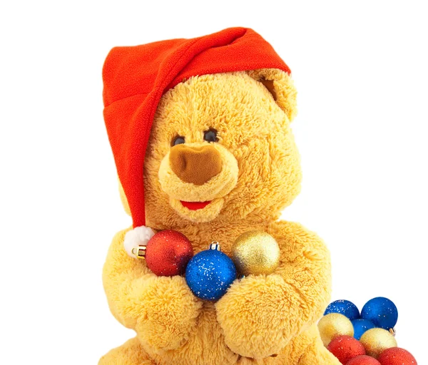 Oso de juguete con gorra de Navidad — Foto de Stock