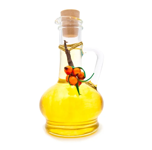 Jug with vegetable oil — Stock Photo, Image