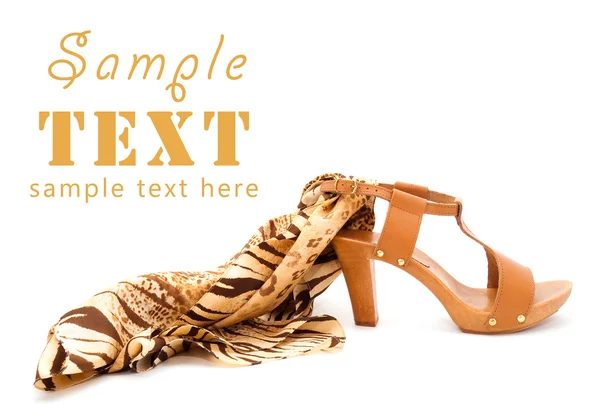 Elegant shoes of orange colour with a leopard si — Stock Photo, Image