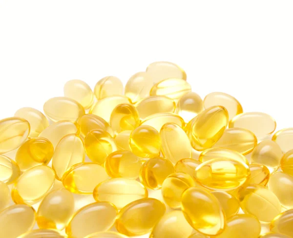 Kapsuł żelatynowych z olej z wątroby dorsza omega3 — Zdjęcie stockowe