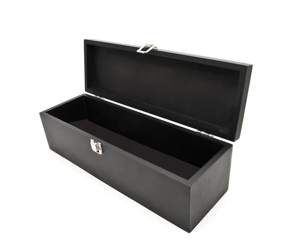 A caixa preta aberta em um fundo branco — Fotografia de Stock