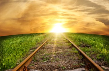 Old rusty rails - the railway leaving afar clipart