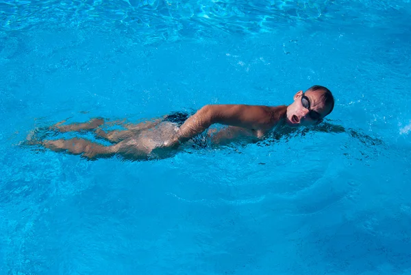 在游泳池中游泳运动员 — 图库照片