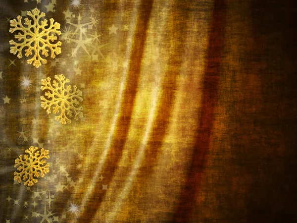 Fondo en tonos dorados decorado con copos de nieve —  Fotos de Stock
