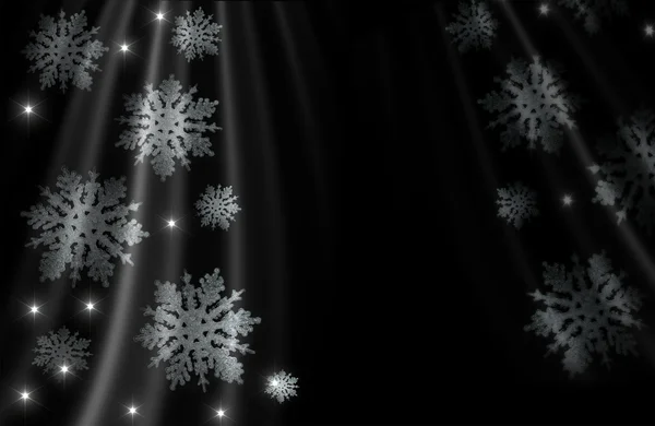 Boże Narodzenie tło - srebrne płatki śniegu na czarnym tle — Zdjęcie stockowe