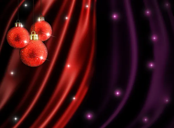 Kerstmis achtergrond - met rode Kerstmis bollen — Stockfoto