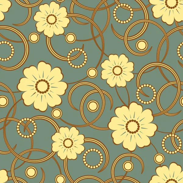 Sömlöst mönster med gula blommor — Stock vektor