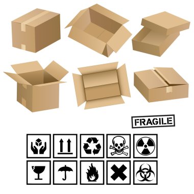 Cargo boxes and signs clipart