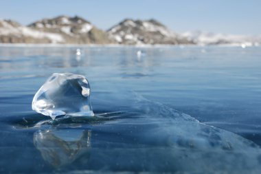 Piece of ice on the frozen lake clipart