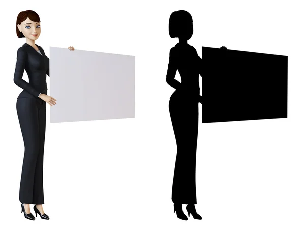 Femme d'affaires et panneau blanc — Photo