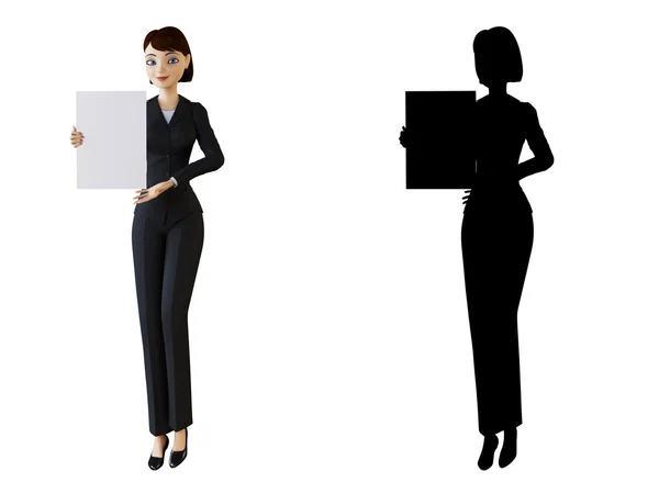 Бізнес-леді і біла панель — стокове фото
