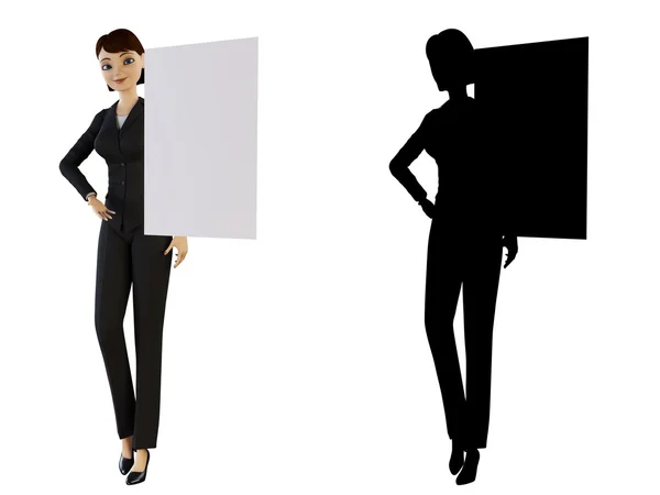 Pebisnis wanita dan panel putih — Stok Foto