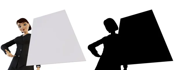 Forretningskvinne og hvitt panel – stockfoto