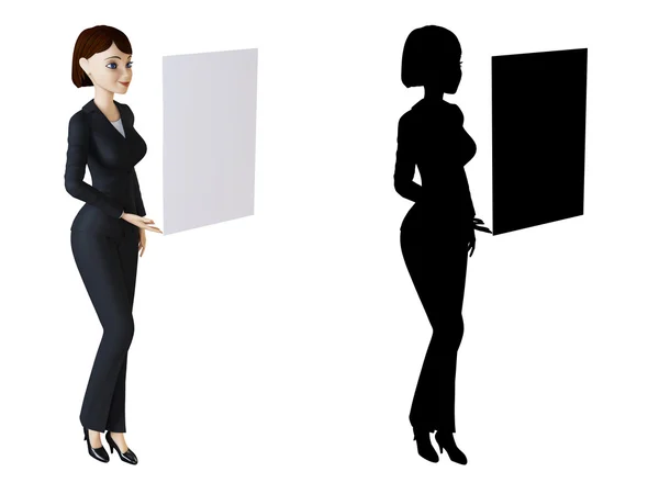 Businesswoman and white panel — Stock Photo, Image