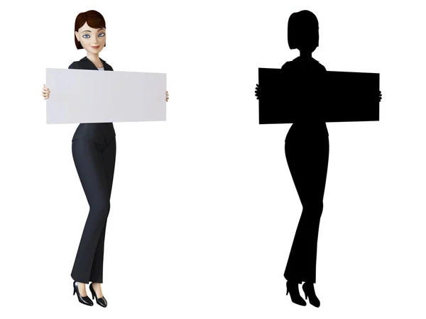 Affärskvinna och vit panel — Stockfoto