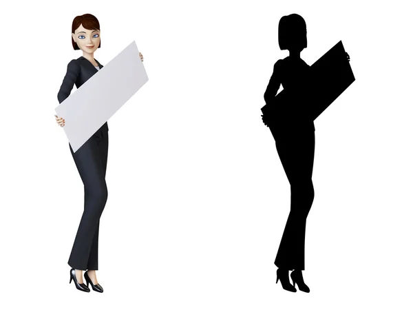 Businesswoman and white panel — Stock Photo, Image