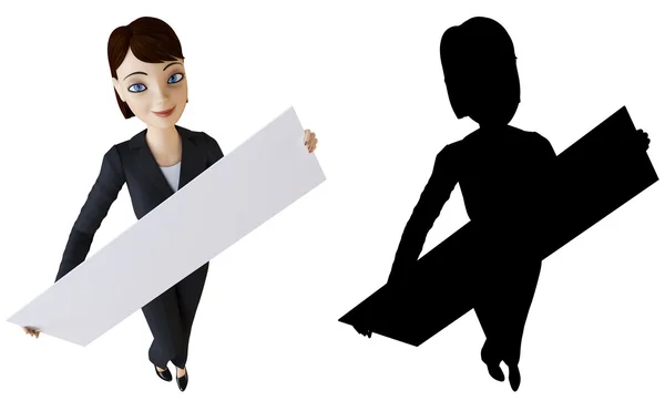 Geschäftsfrau und weißes Panel — Stockfoto