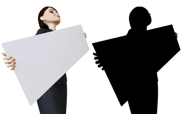 Iş kadını ve beyaz panel — Stok fotoğraf