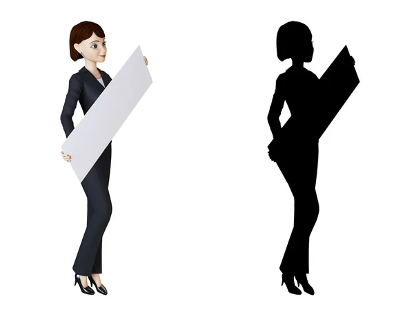 Affärskvinna och vit panel — Stockfoto