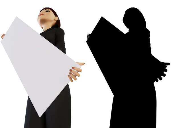 Geschäftsfrau und weißes Panel — Stockfoto