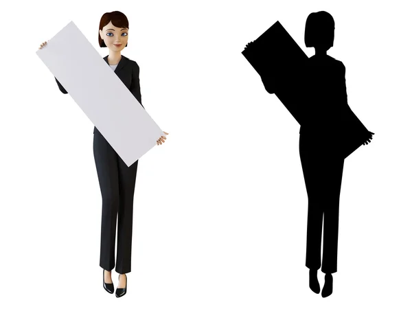 Geschäftsfrau und weißes Panel lizenzfreie Stockfotos