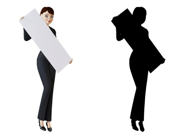 Geschäftsfrau und weißes Panel lizenzfreie Stockbilder