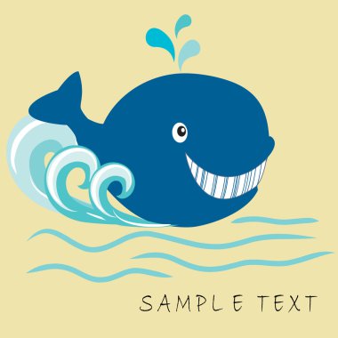 Greeting card with whale and place for text clipart